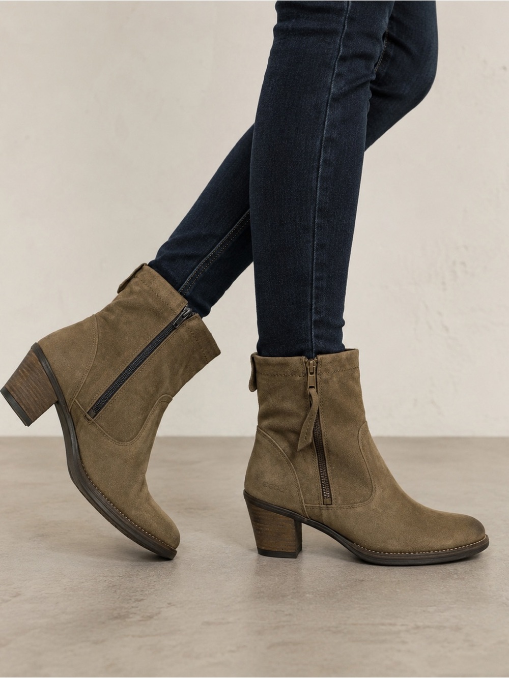 Taos Shaka Taupe Suede Zip Ankle Boots